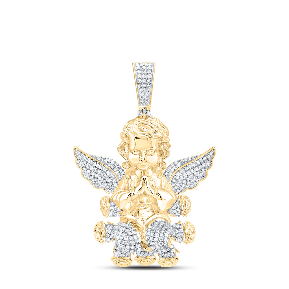 10Kt Gold 1 1/5Ctw-Dia Nk Angel Mens Charm