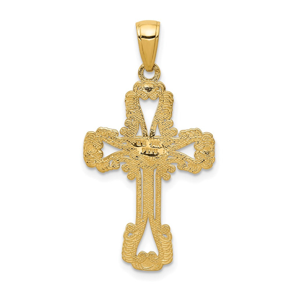 14k Yellow Gold 18 mm Beaded Cross with Heart Pendant (1.59 grams)
