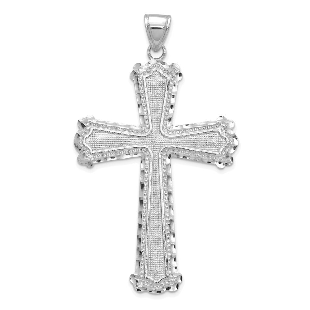 14k White Gold 25 mm  Diamond-cut Cross Pendant (3.53 grams)
