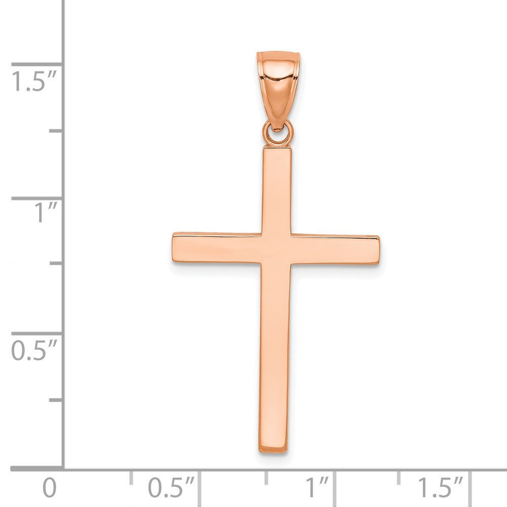 14k Rose Gold 19.5 mm Rose Gold Stick Cross Pendant (2.01 grams)