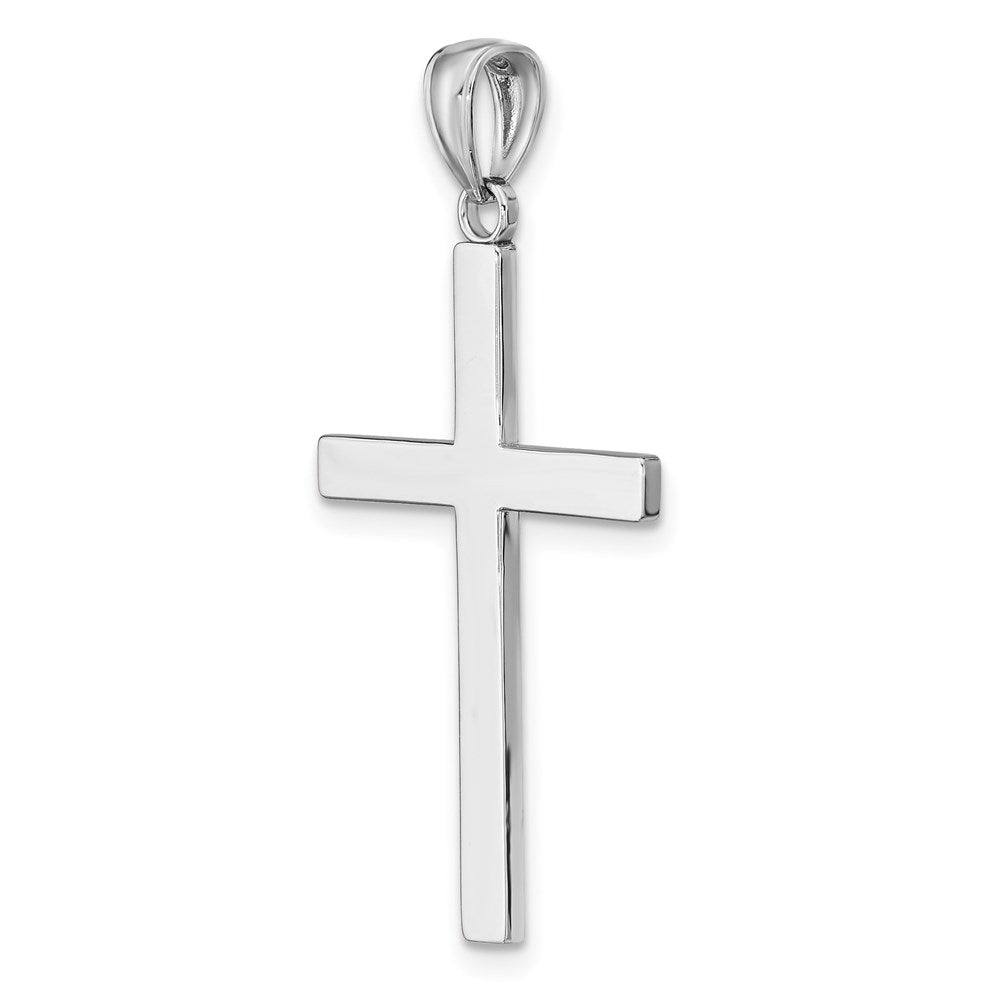 14k White Gold 19.5 mm  Solid Reversible Latin Cross Pendant (1.92 grams)