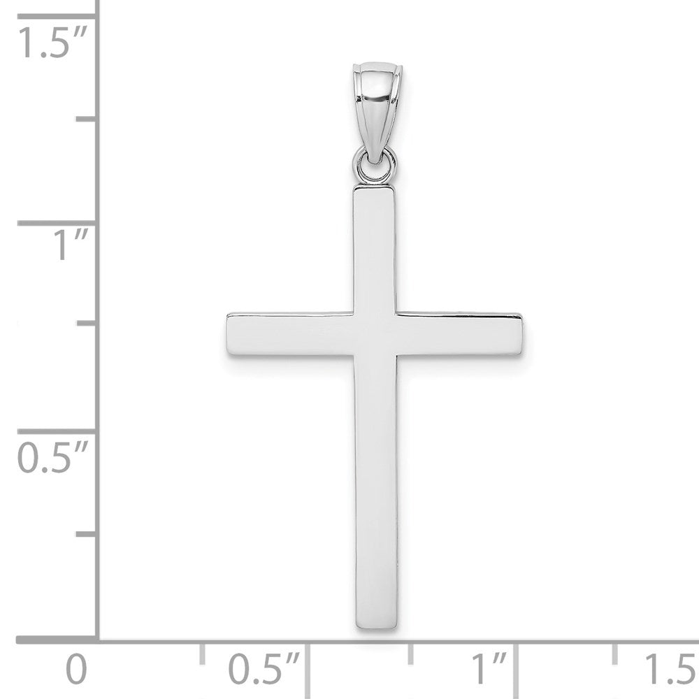 14k White Gold 19.5 mm  Solid Reversible Latin Cross Pendant (1.92 grams)