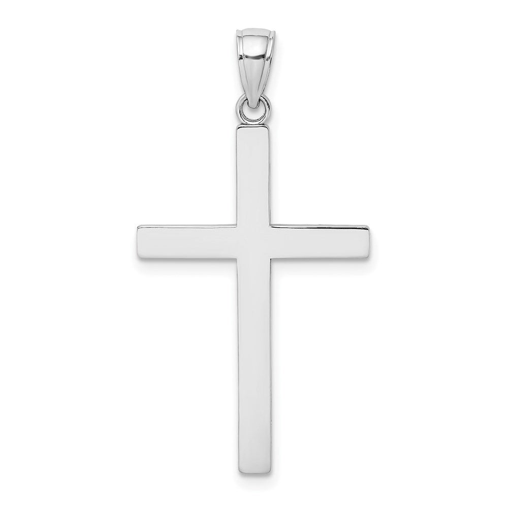 14k White Gold 19.5 mm  Solid Reversible Latin Cross Pendant (1.92 grams)