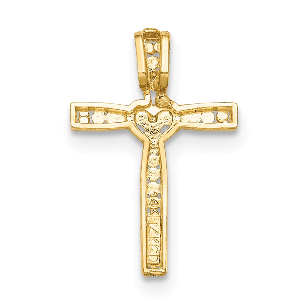 14k Yellow & Rhodium 11 mm  Cross Pendant (0.36 grams)