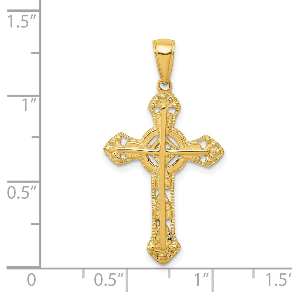 14k Yellow Gold 18 mm Fancy Cross Pendant (1.19 grams)