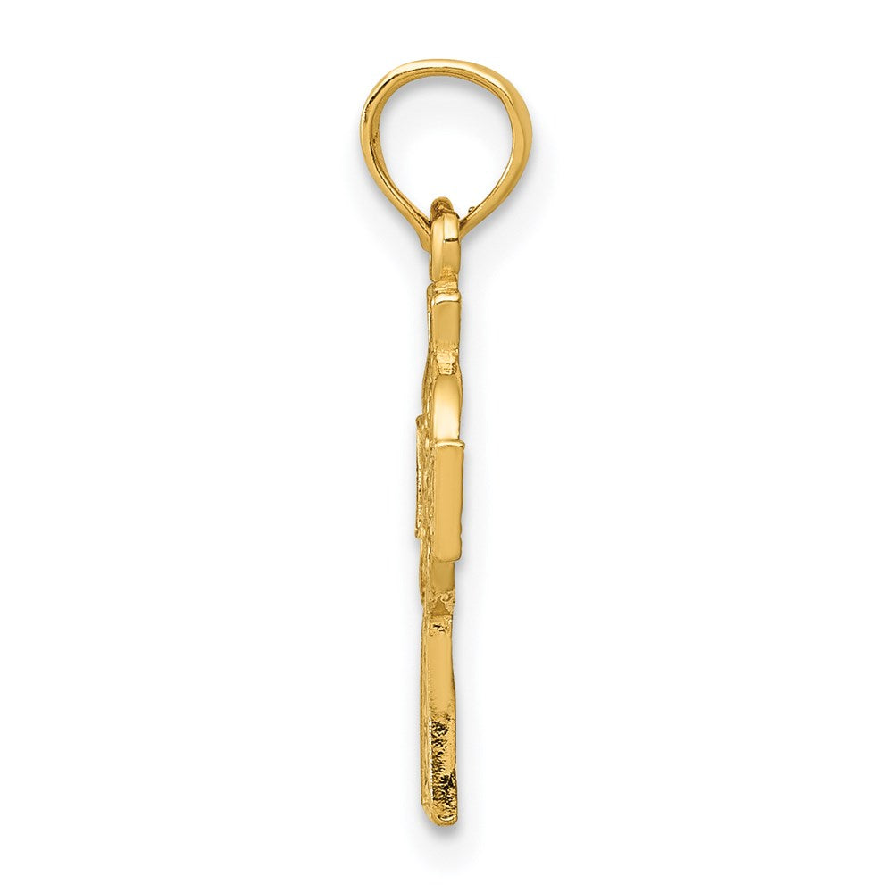 14k Yellow Gold 10 mm Celtic Cross w/Eternity Circle Pendant (0.68 grams)