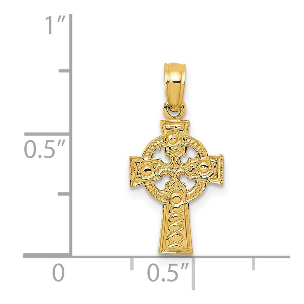 14k Yellow Gold 10 mm Celtic Cross w/Eternity Circle Pendant (0.68 grams)