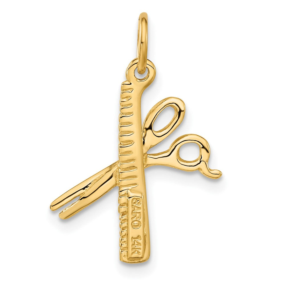 14k Yellow Gold 15 mm Comb and Scissors Charm (1.03 grams)