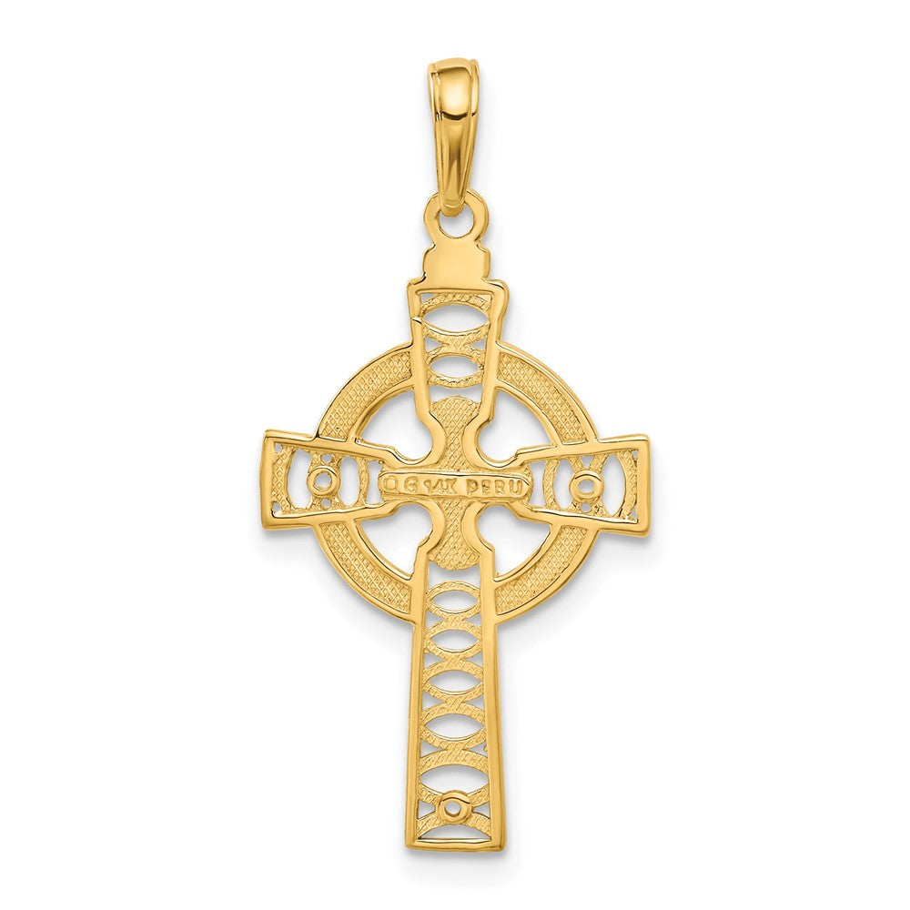14k Yellow Gold 18 mm Celtic Cross with Eternity Circle Pendant (1.37 grams)