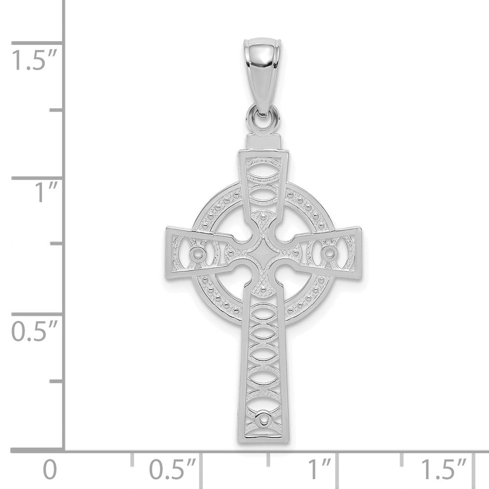 14k White Gold 18 mm  Celtic Cross w/Eternity Circle Pendant (1.3 grams)