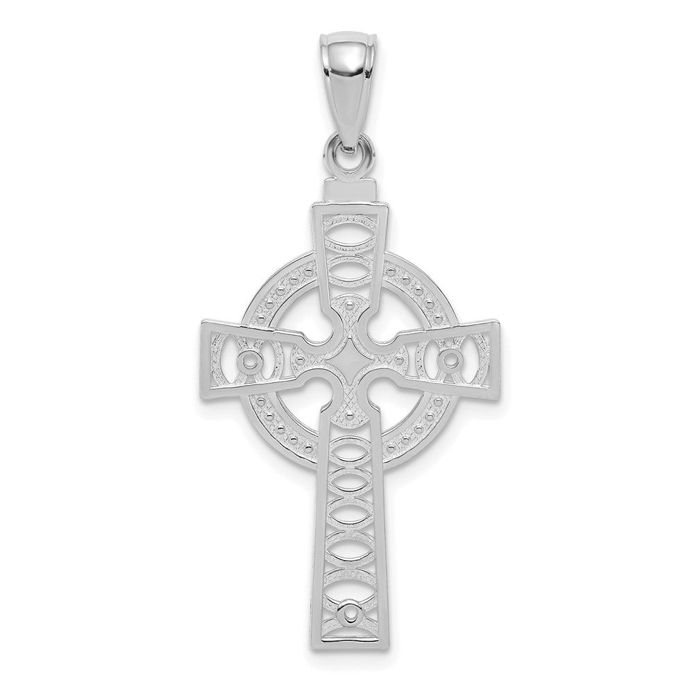 14k White Gold 18 mm  Celtic Cross w/Eternity Circle Pendant (1.3 grams)