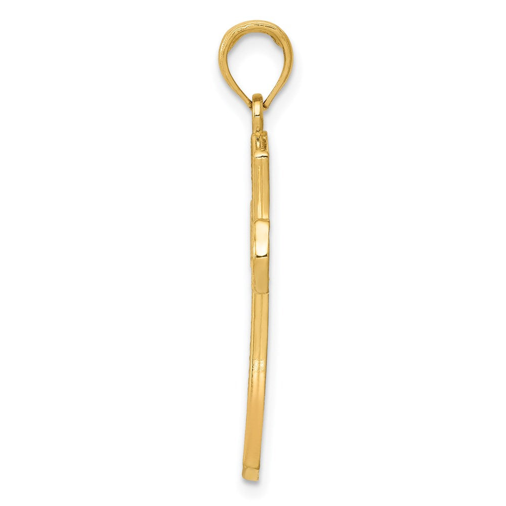 14k Yellow Gold 16 mm Diamond-cut Beveled Edges Cross Pendant (1.38 grams)