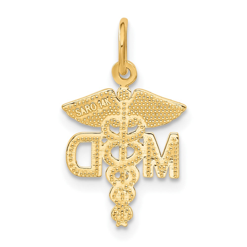 14k Yellow Gold 12 mm M.D. Caduceus Charm (0.88 grams)