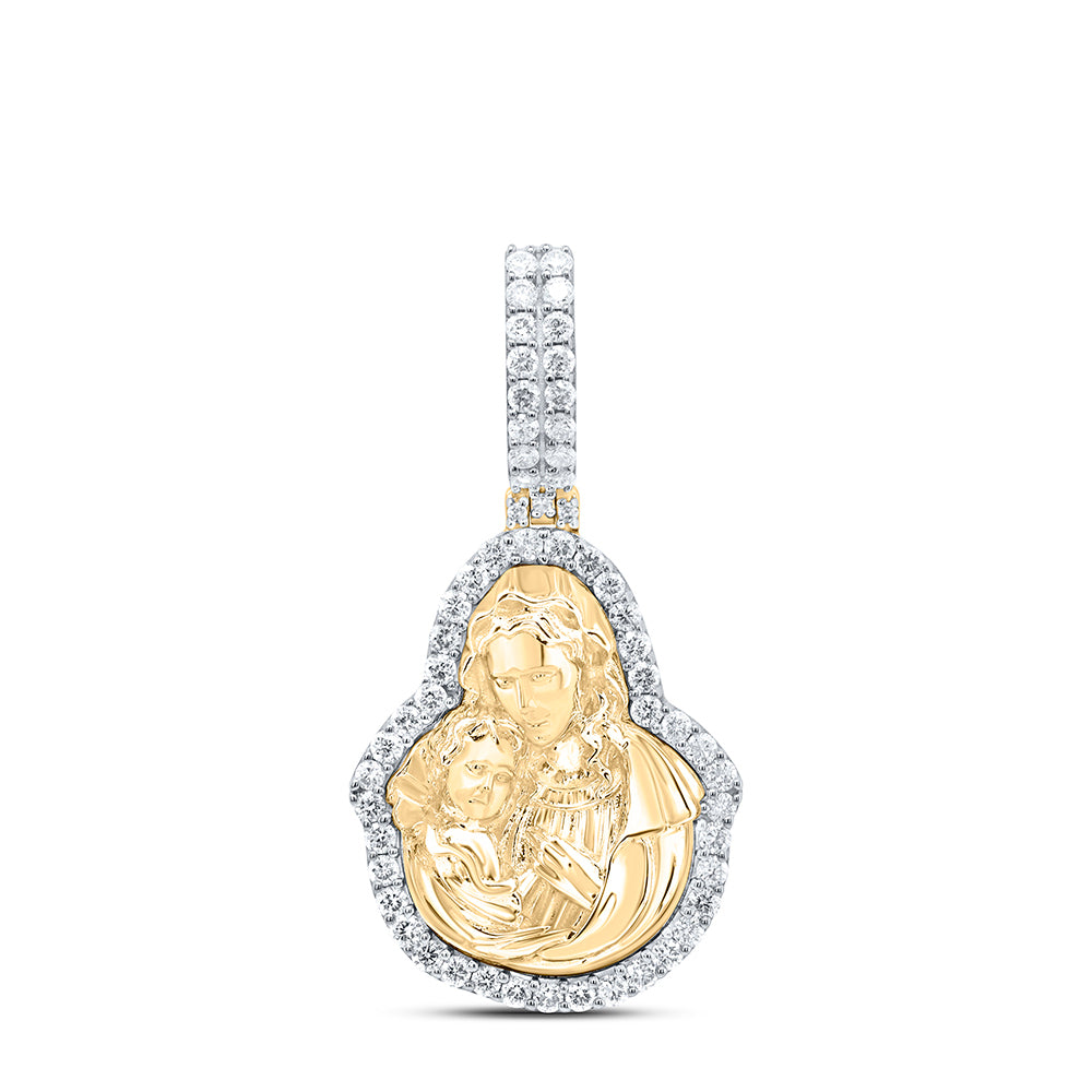 10Kt Gold 1Ctw-Dia Nk Mary Christ Mens Charm