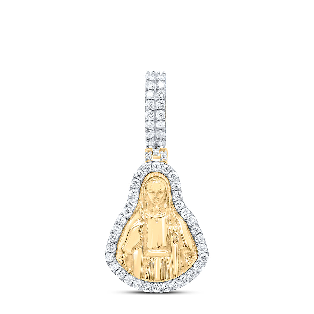 10Kt Gold 7/8Ctw-Dia Nk Mother Mary Mens Charm