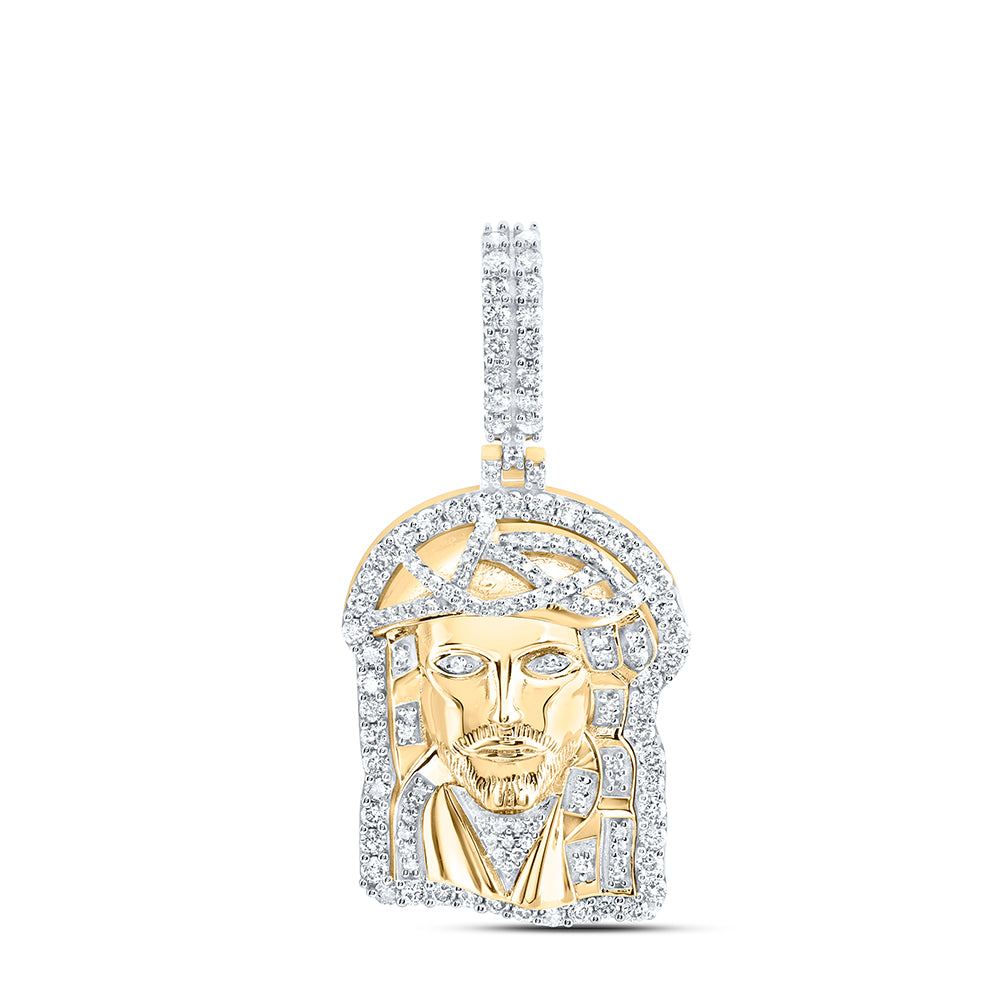 10Kt Gold 1 1/3Ctw-Dia Nk Jesus Mens Charm