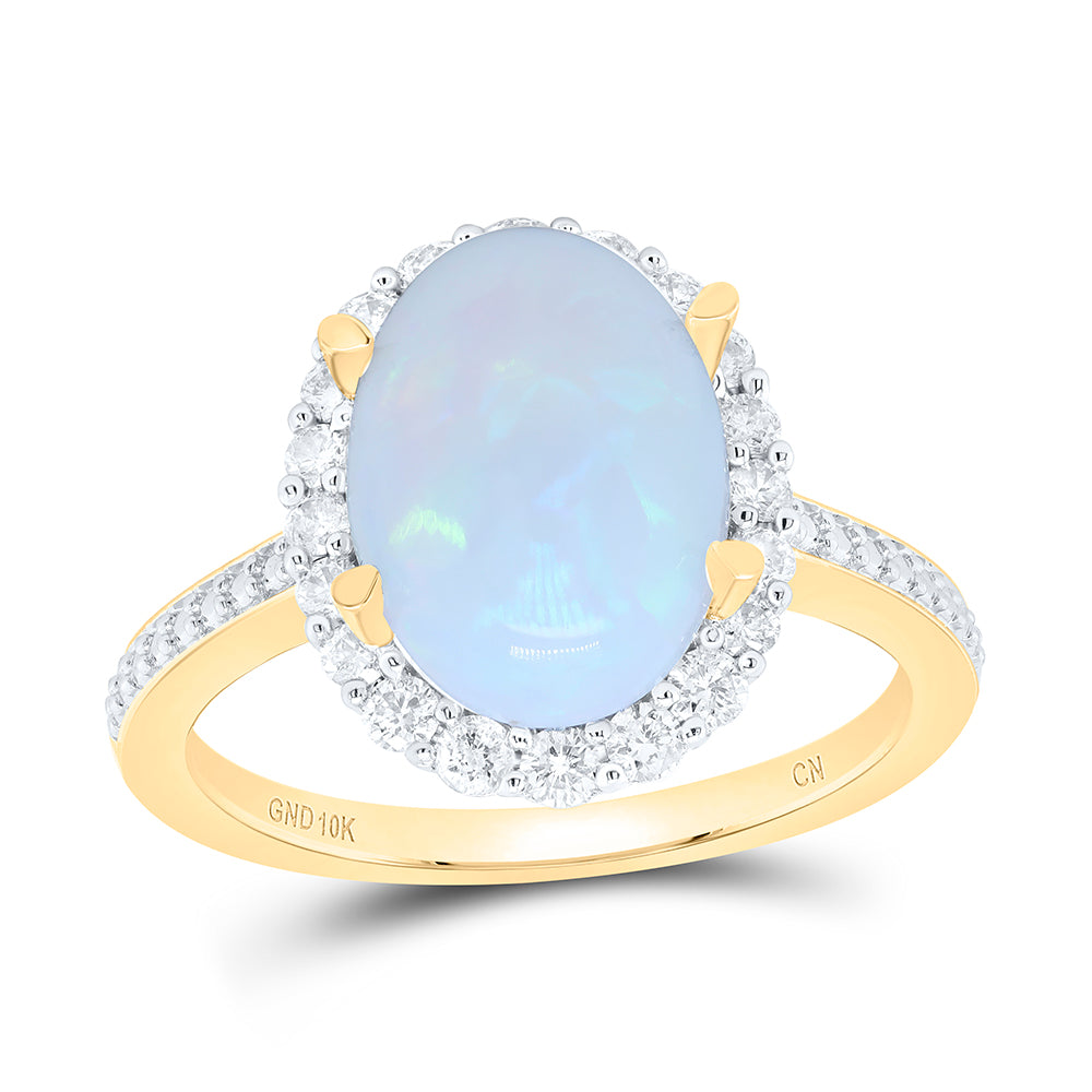 3/8Ctw-Nat Dia Cn 11.5X8.5Mm Ov-Opal Nat Gem Oval Ring (3.47 grams)