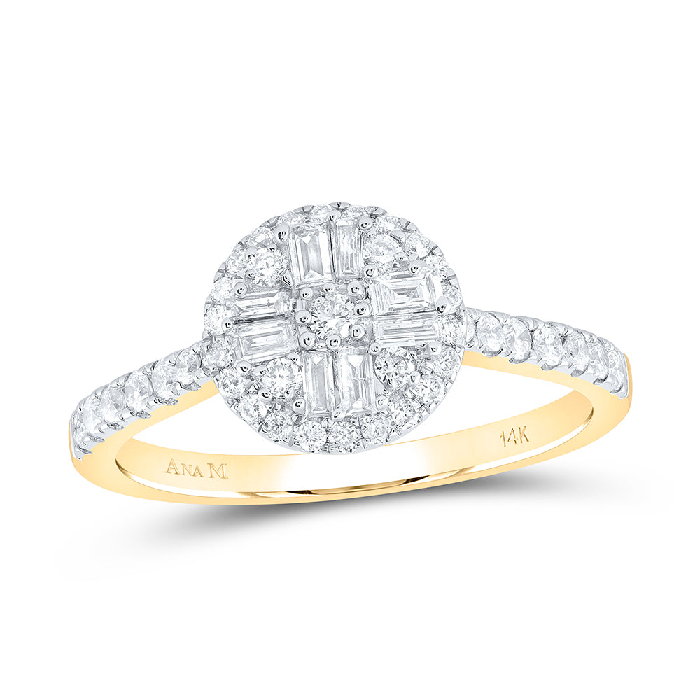 1/2Ctw-Nat Dia Ana M Fashion Round Baguette Ring (2.76 grams)