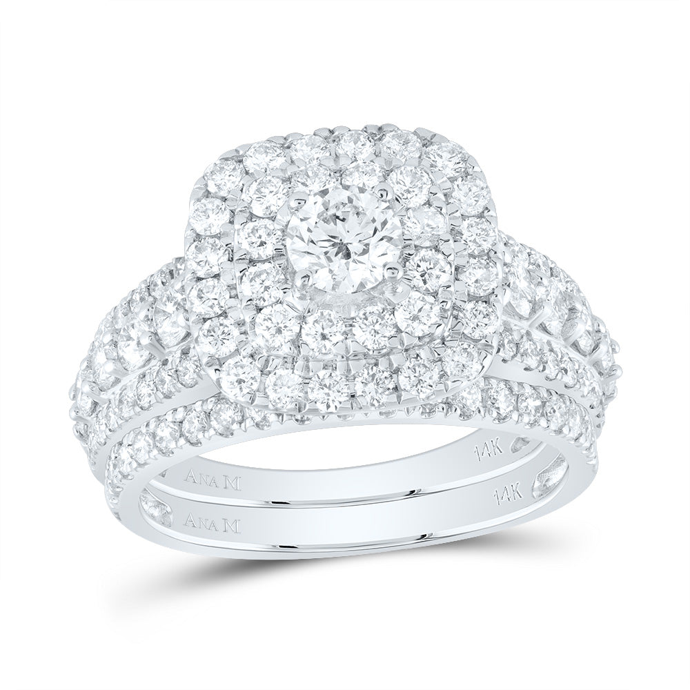 2Ctw-Dia Ana M 3/8Ct-Crd Cushion Double Halo Bridal Set (6.5 grams)