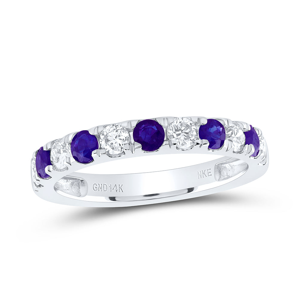 1/2Ctw-Nat Dia Nke 1/2Ctw-Rd-Tanzanite Anniversary Band (2.24 grams)