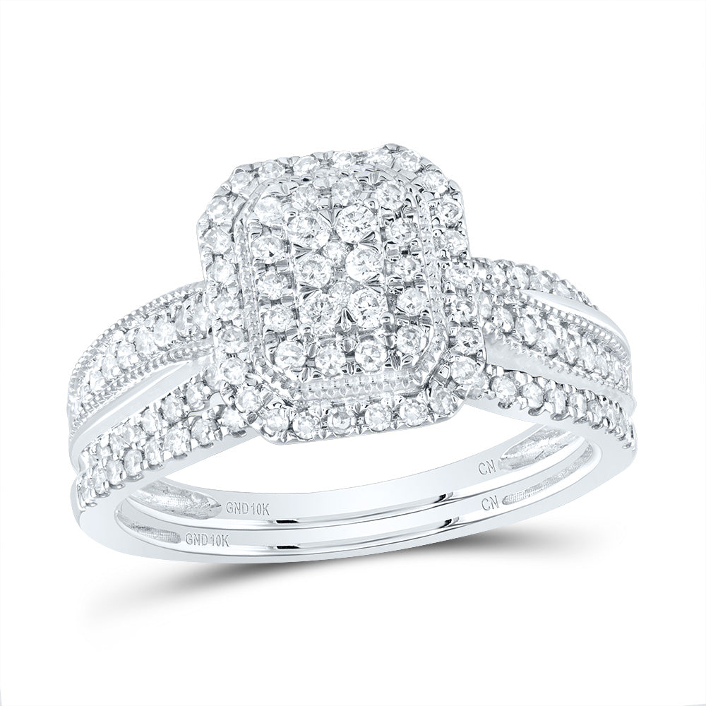 1/2Ctw-Nat Dia Cn Emerald Single Halo Bridal Set (3.52 grams)