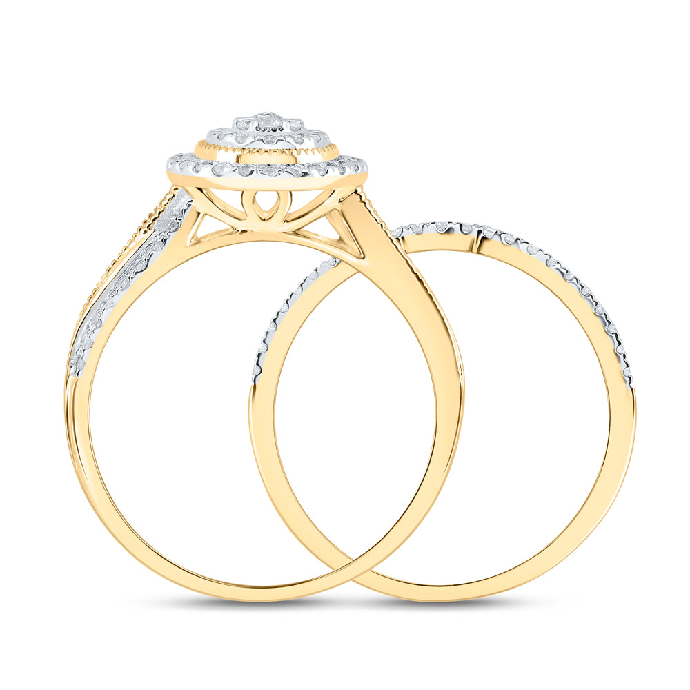 1/2Ctw-Nat Dia Cn Oval Single Halo Bridal Set (3.32 grams)