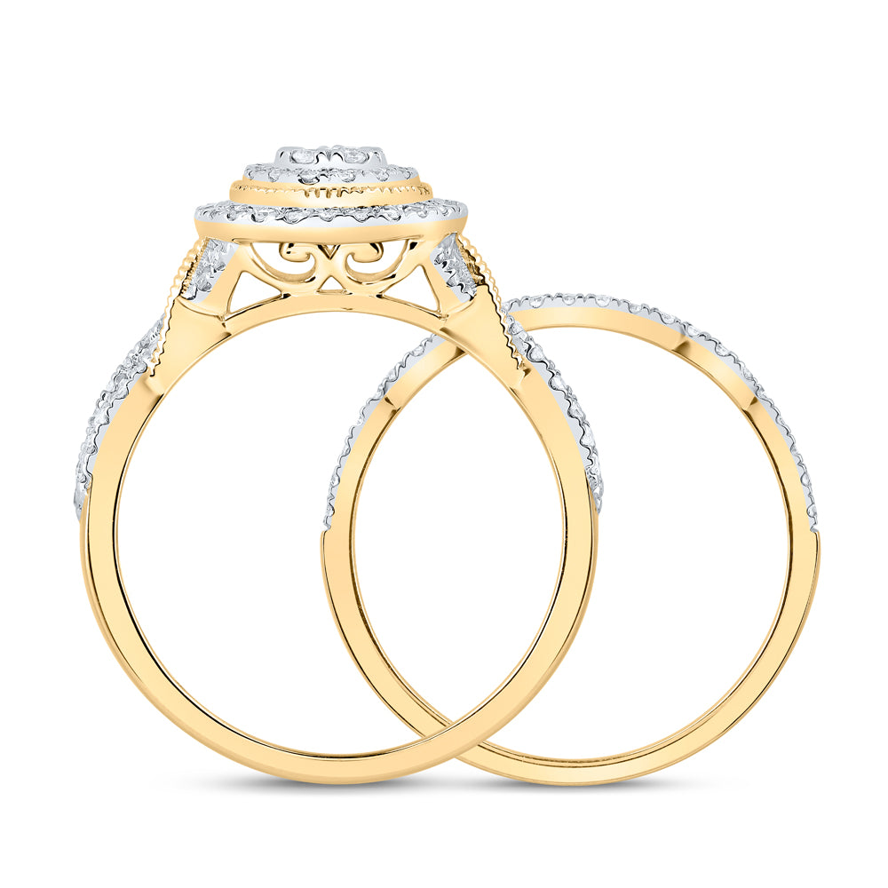1/2Ctw-Nat Dia Cn Round Double Halo Bridal Set (3.54 grams)