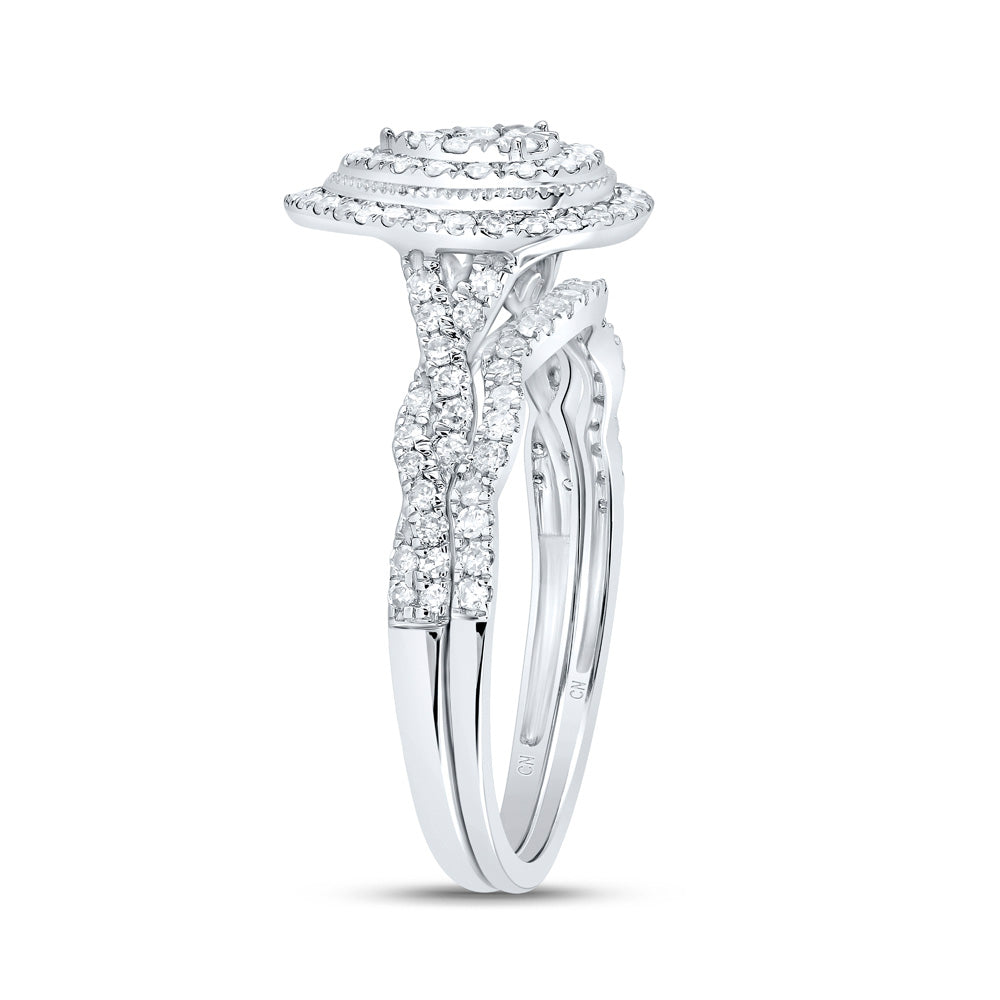 1/2Ctw-Nat Dia Cn Pear Double Halo Bridal Set (2.59 grams)