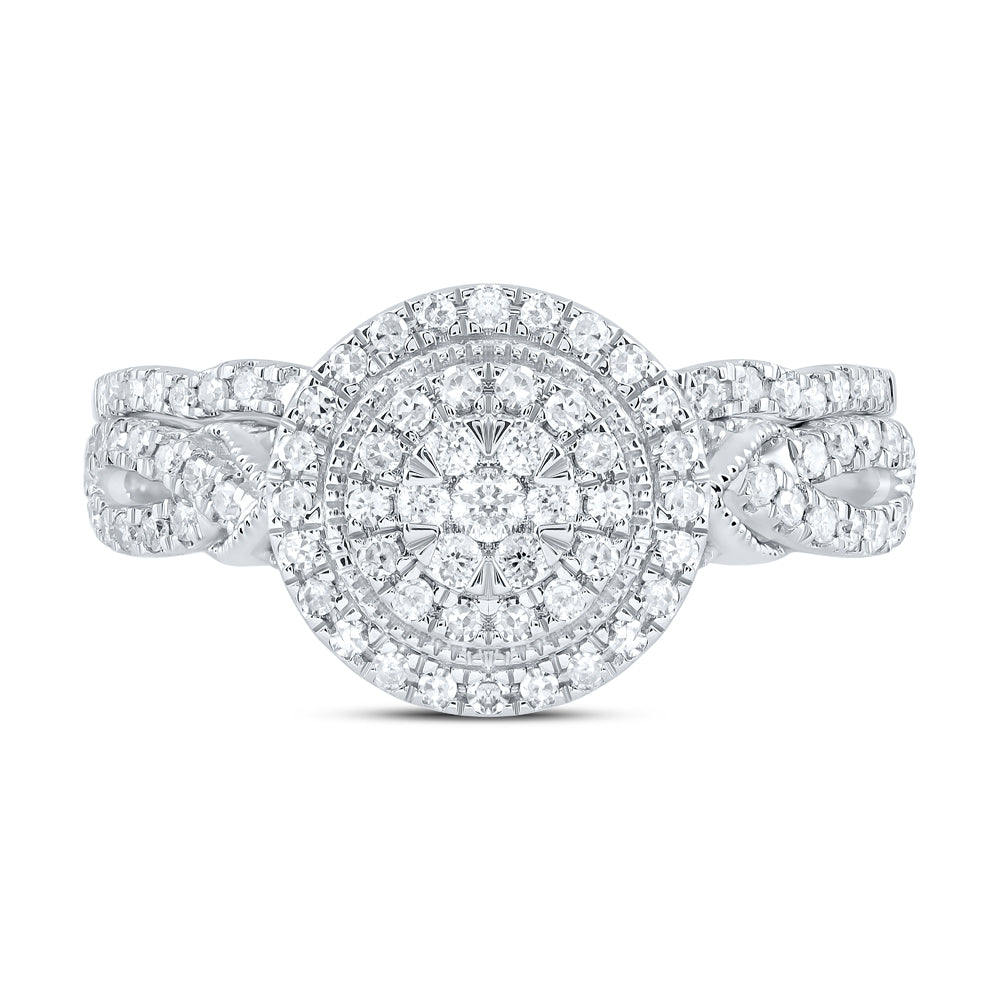 1/2Ctw-Nat Dia Cn Round Double Halo Bridal Set (3.59 grams)