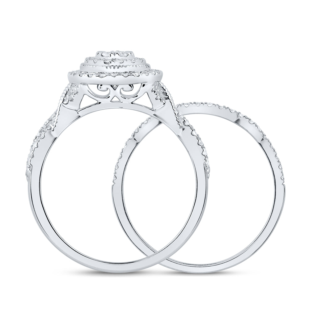 1/2Ctw-Nat Dia Cn Round Double Halo Bridal Set (3.59 grams)