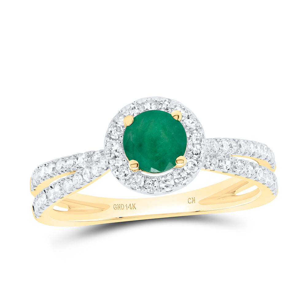 3/8Ctw-Nat Dia Cn 5Mm  Rd-Em Nat Gem Ring (2.39 grams)