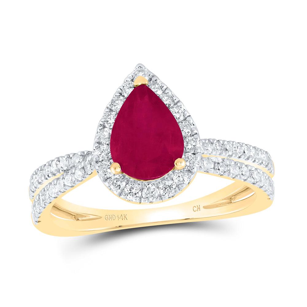 1/2Ctw-Nat Dia Cn 8X5.5Mm Ps-Ru Nat Gem Ring (3.04 grams)