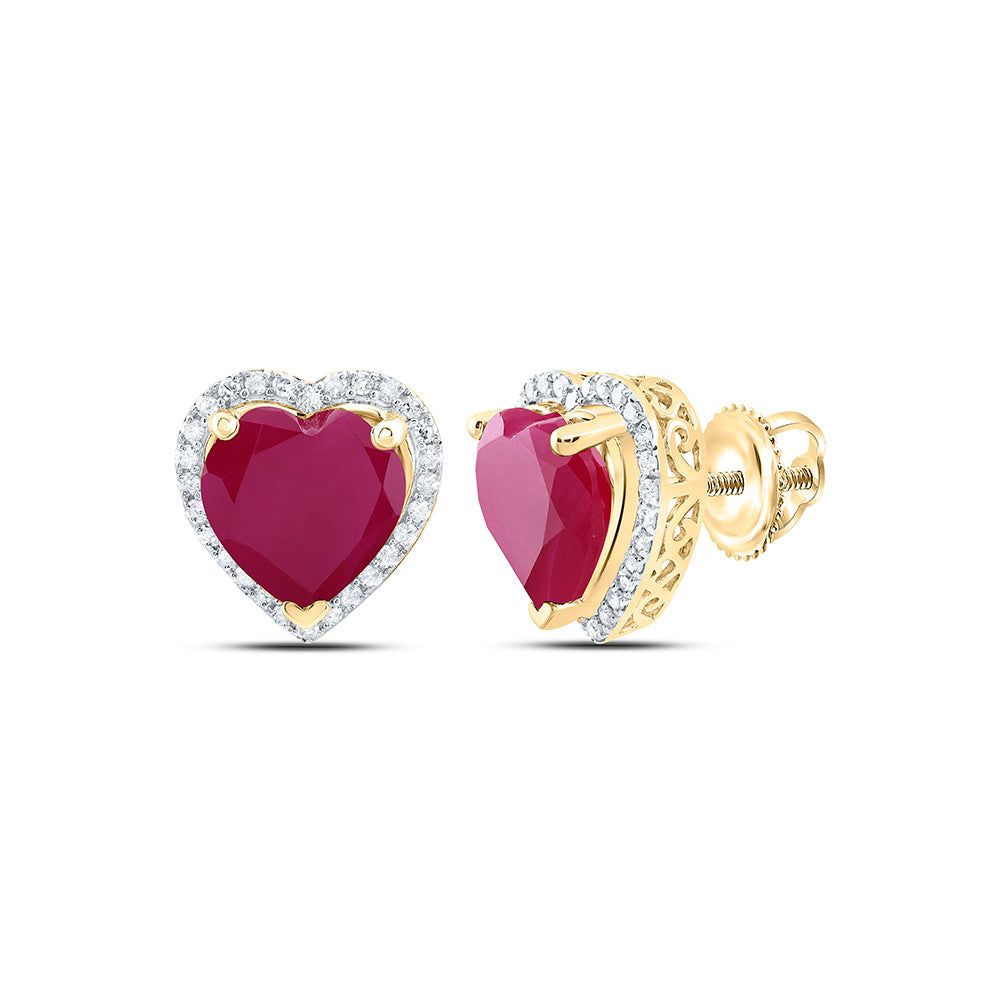 10Kt Gold 3/8Ctw-Dia P1 10X10 Mm Heart-Ru Synthetic Earring