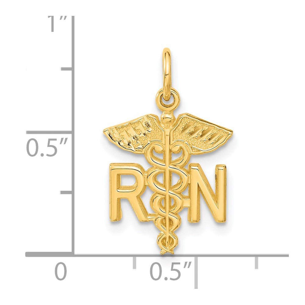 14k Yellow Gold 15 mm RN Nurse Charm (1.04 grams)
