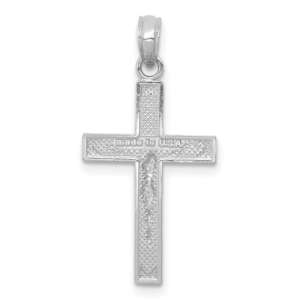 14k White Gold 13 mm  Beveled Tipped Jesus Crucifix Pendant (0.91 grams)