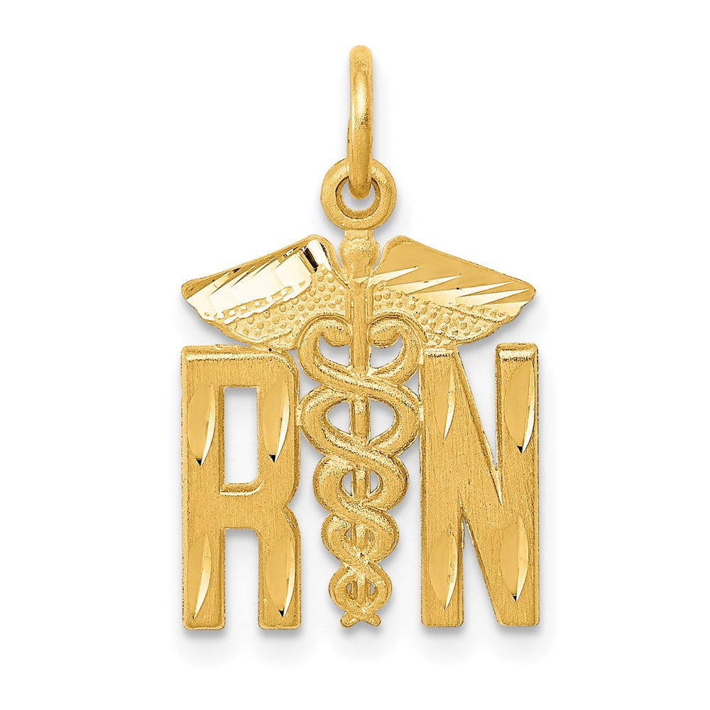 14k Yellow Gold 12 mm RN Nurse Charm (1.12 grams)