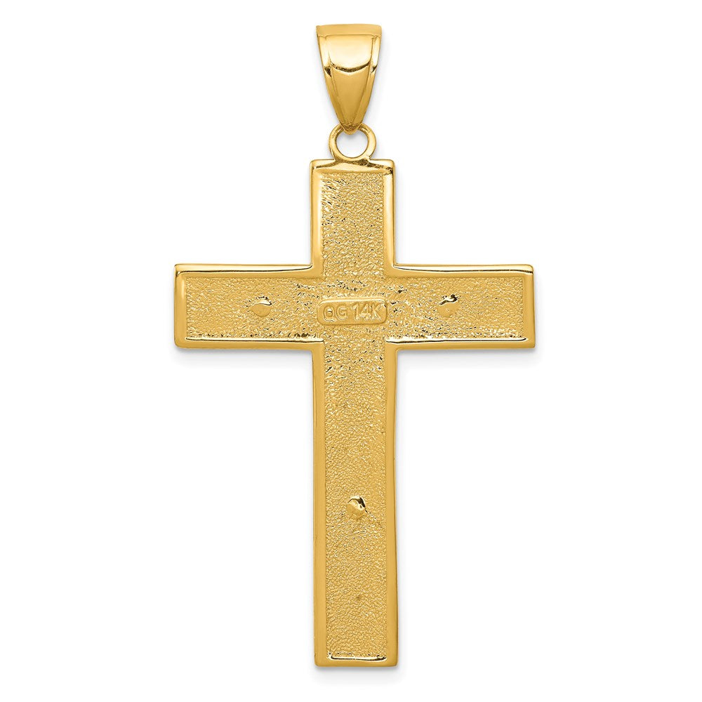 14k Yellow Gold 27 mm Textured Jesus Crucifix Latin Cross Pendant (4.48 grams)