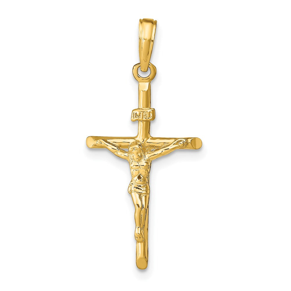 14k Yellow Gold 15 mm Stick Style Jesus Crucifix Pendant