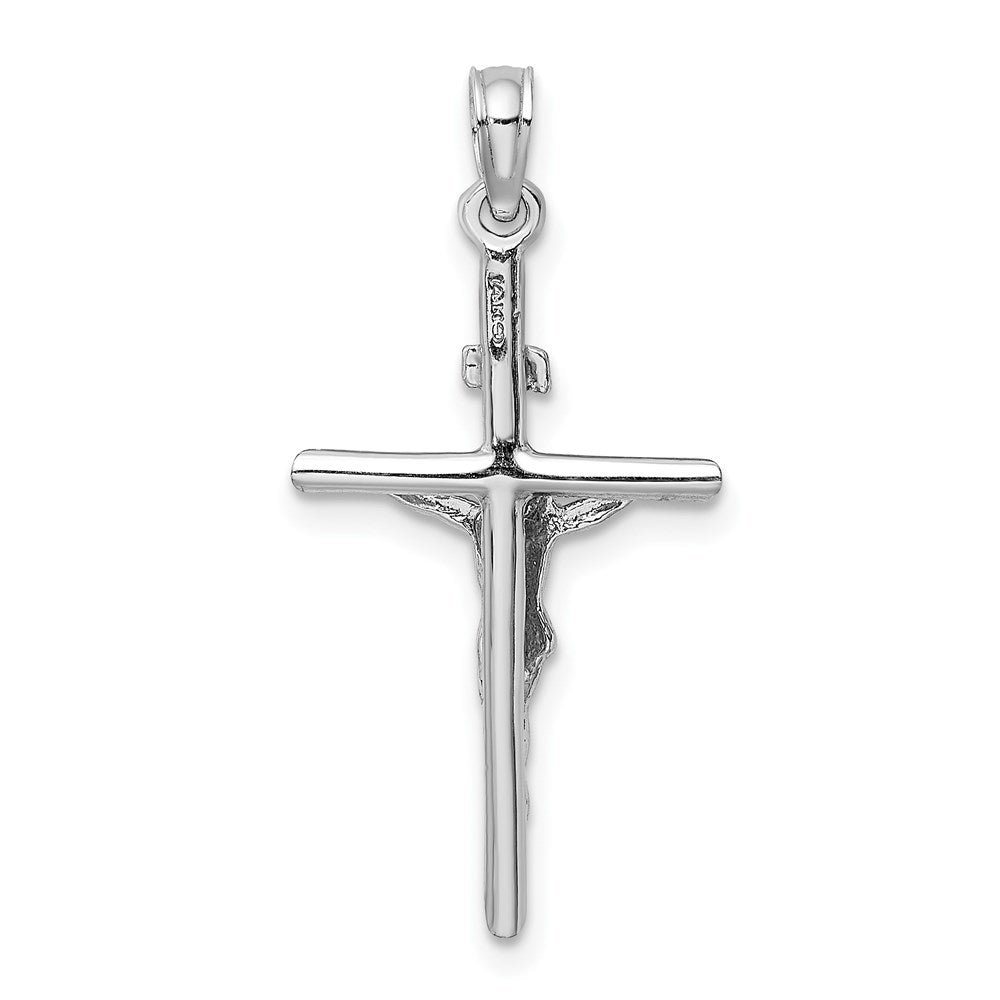 14k White Gold 15 mm  Stick Style Jesus Crucifix Pendant (1.34 grams)