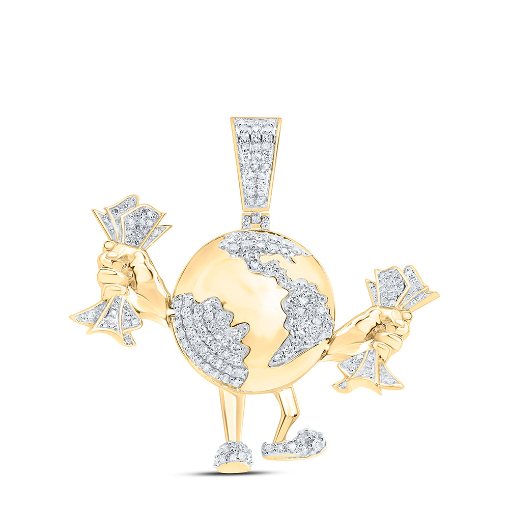 10Kt Gold 1Ctw-Dia Nk Globe Money Mens Charm