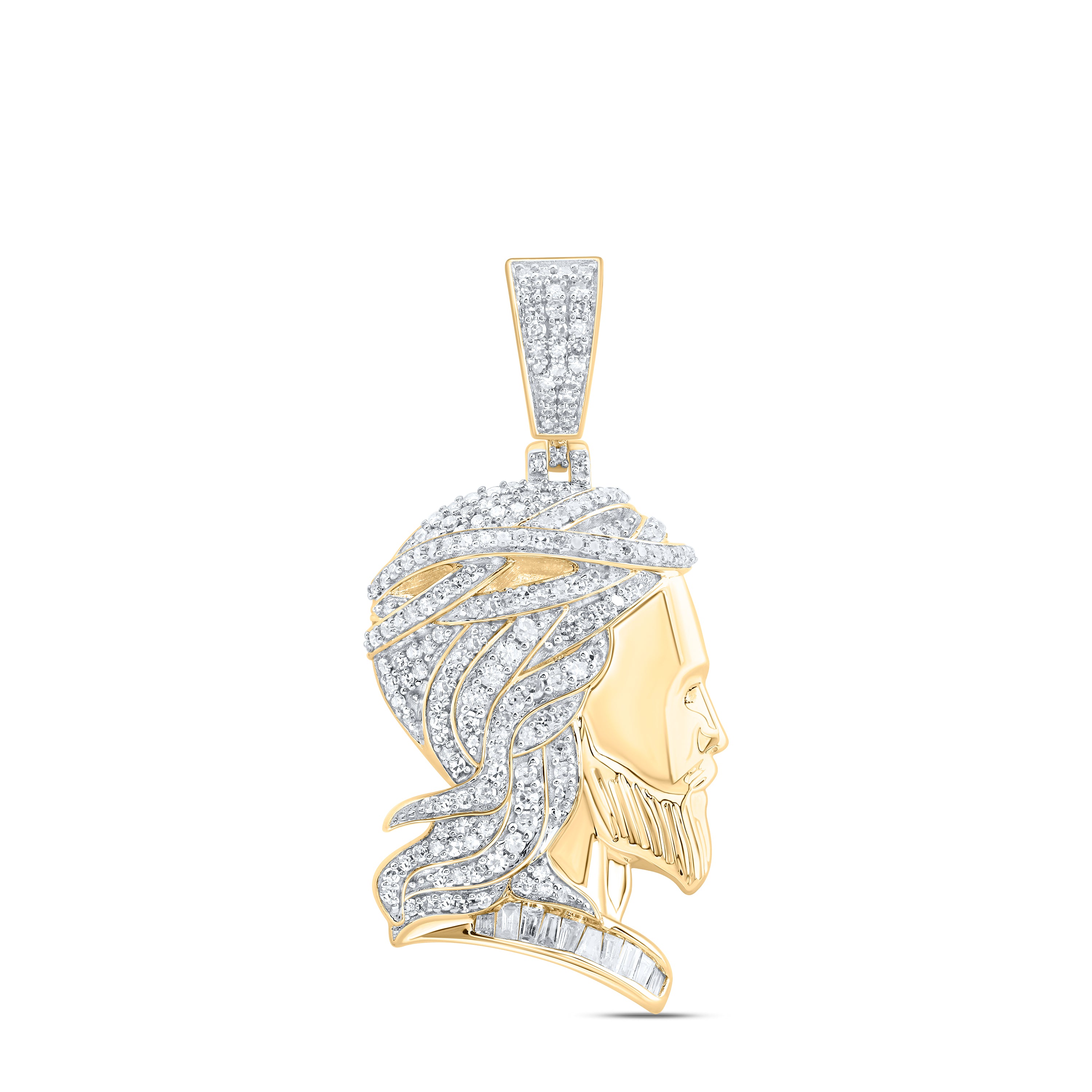 10Kt Gold 3/4Ctw-Dia Nk Jesus Mens Charm