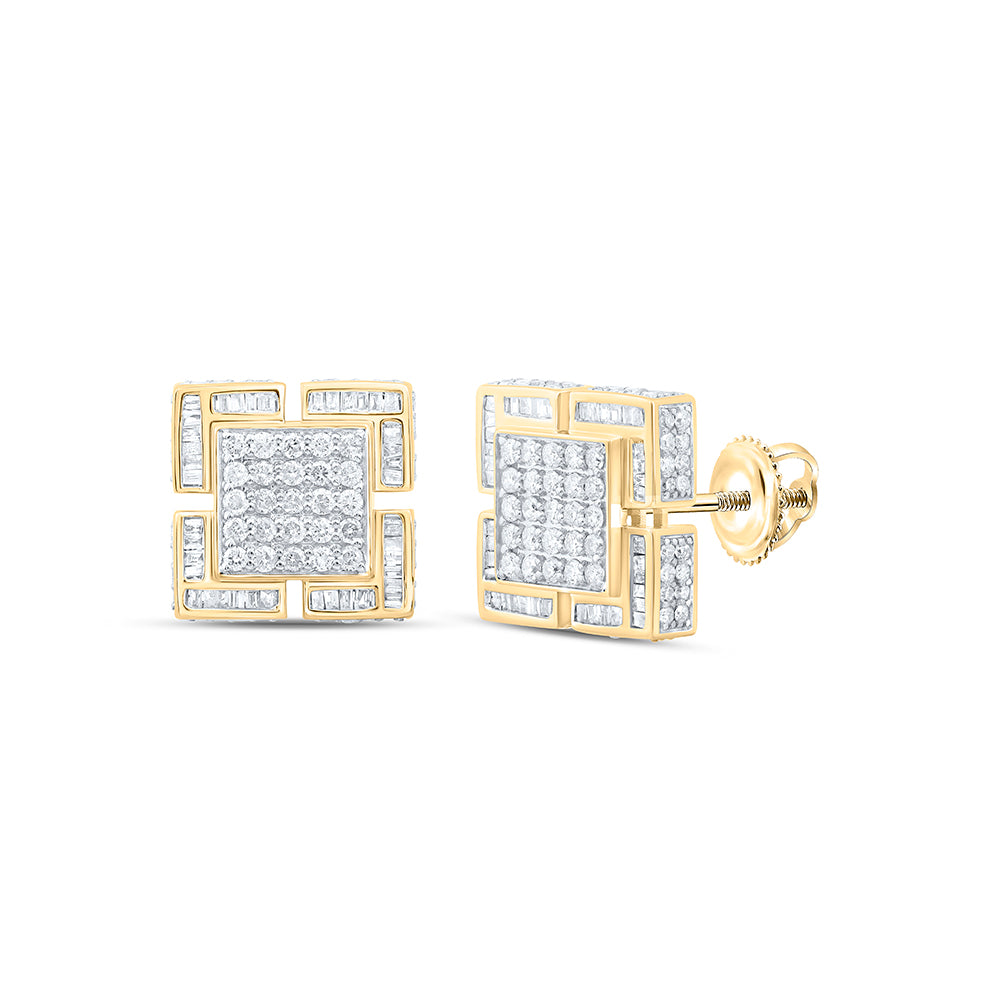 10Kt Gold 1 5/8Ctw-Dia P1 Square Mens Earring