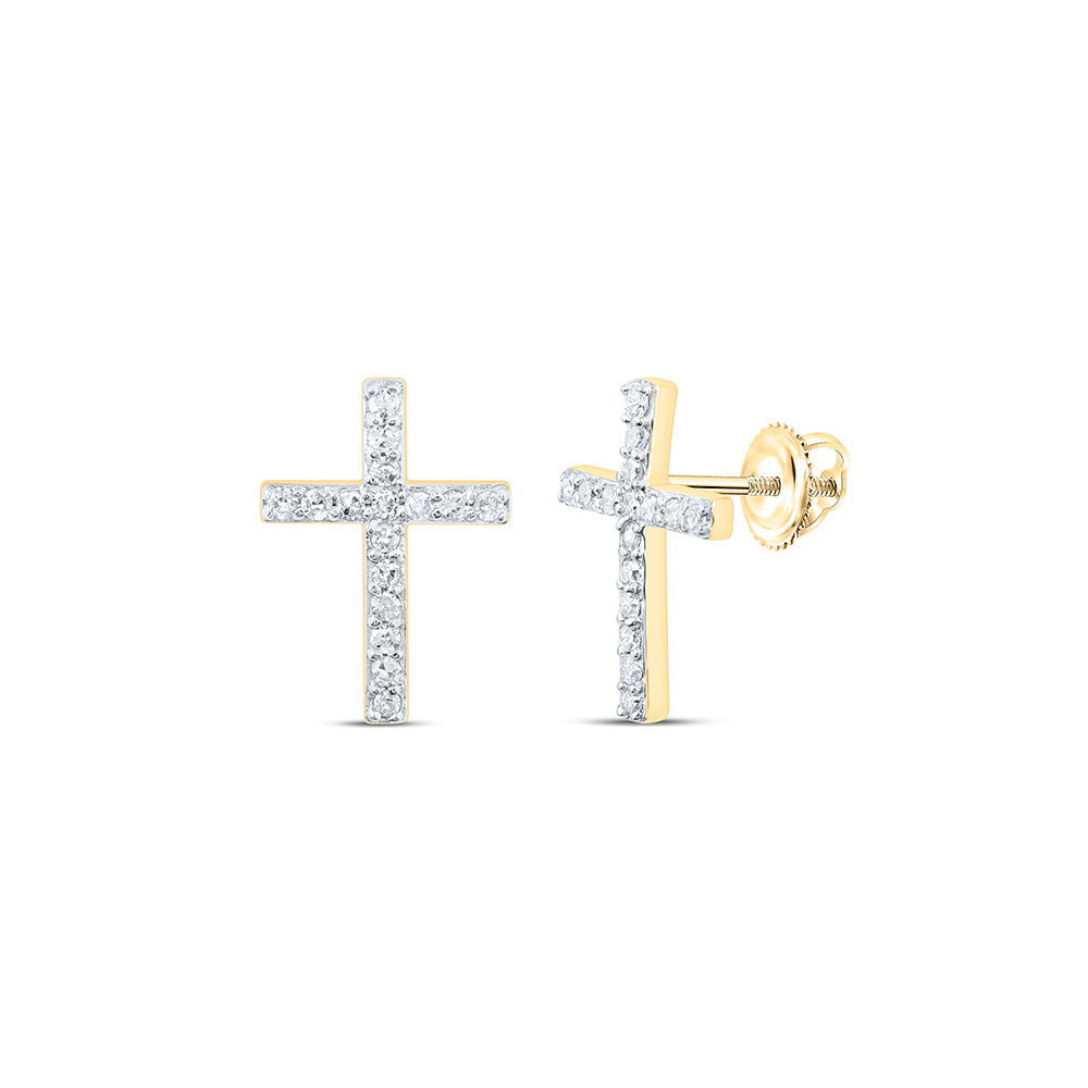 10Kt Gold 1/8Ctw-Dia P1 Cross Earring