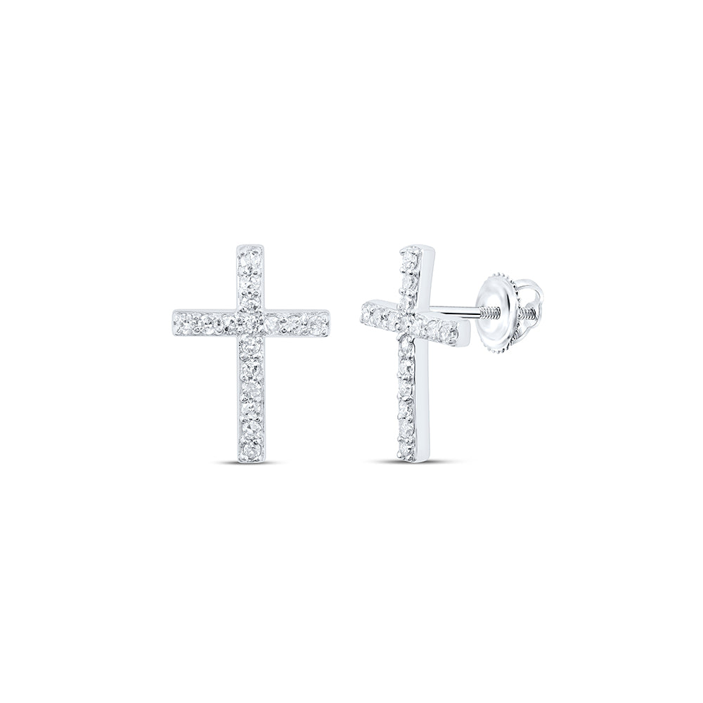 10Kt Gold 1/8Ctw-Dia P1 Cross Earring