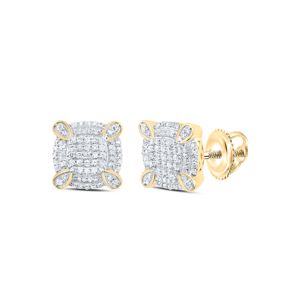 10Kt Gold 5/8Ctw-Dia P1 Cushion Mens Earring