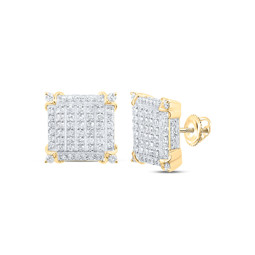 10Kt Gold 7/8Ctw-Dia P1 Square Mens Earring