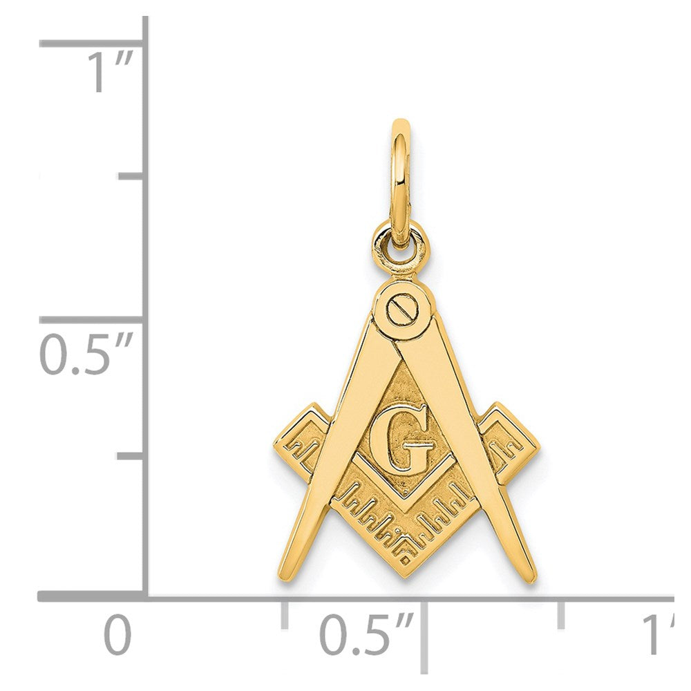 14k Yellow Gold 11 mm Polished and Textured Masonic Symbol Charm (0.96 grams)