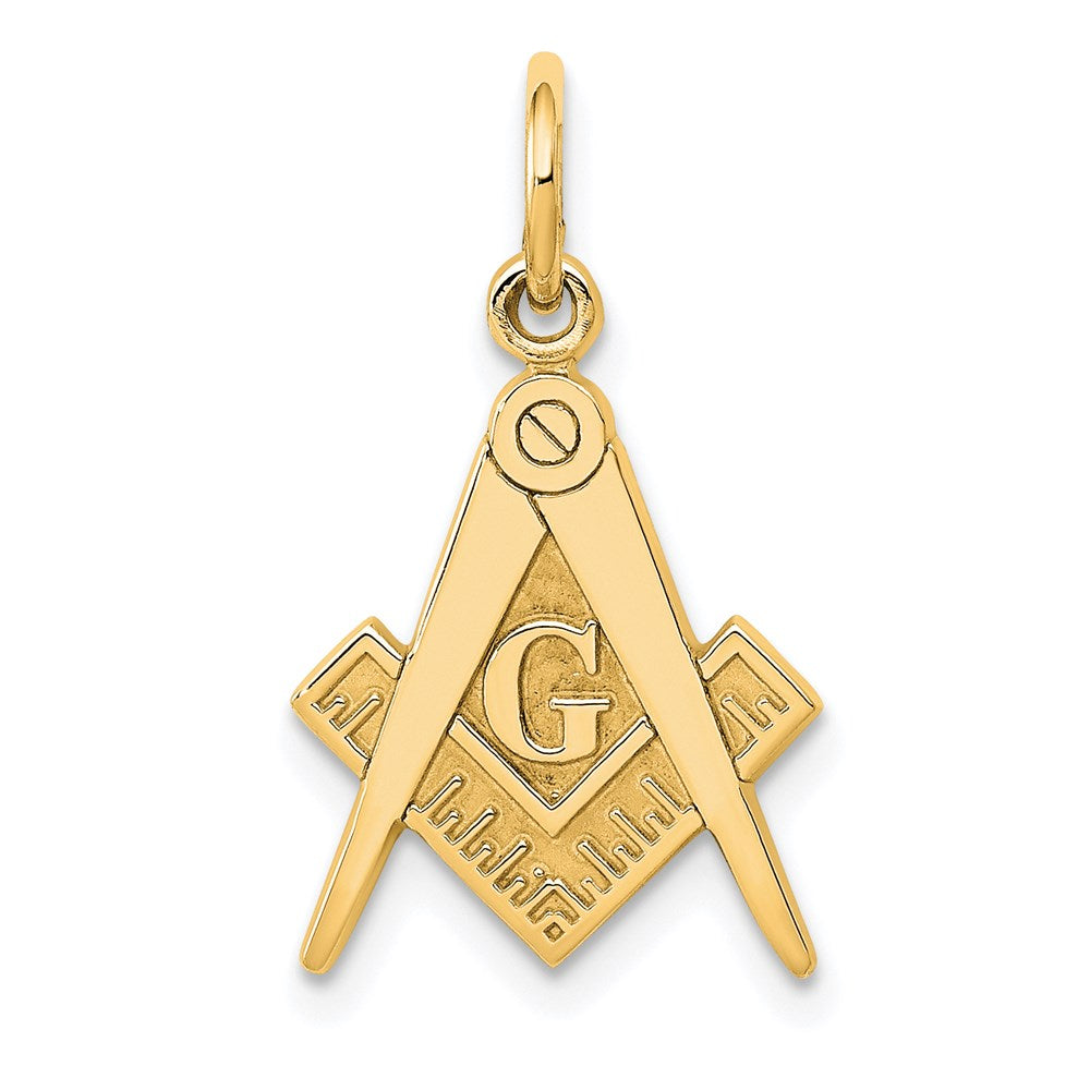 14k Yellow Gold 11 mm Polished and Textured Masonic Symbol Charm (0.96 grams)