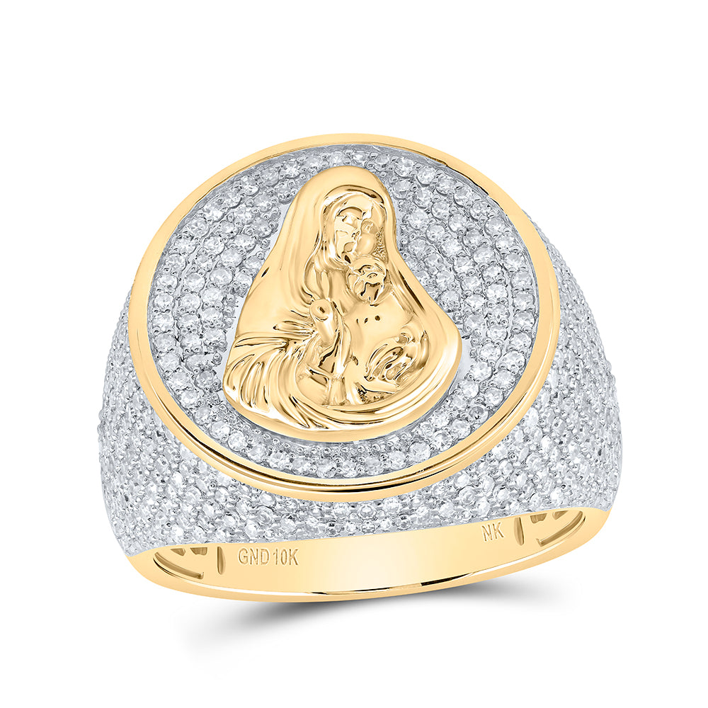 1 7/8Ctw-Nat Dia Nk Mother Mary Mens Ring (10.28 grams)