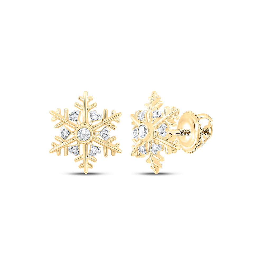 10Kt Gold 1/10Ctw-Dia Nk Fashion Snow Flake Earring